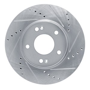 Hyundai Elantra Brake Rotor (1) - Front Right - R1 Concepts - Drilled & Slotted - Silver - `21-`25